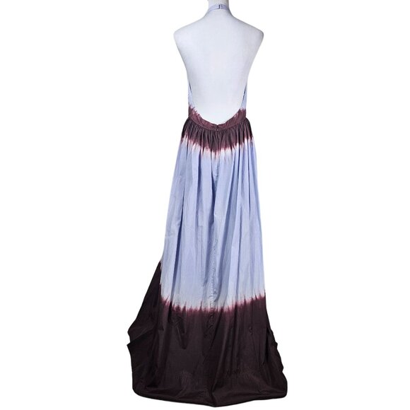 A.L.C. Blair Dip Dye Maxi Dress 10 Fudge & Sky Blue Halter Soft Girl Bohemian - Picture 3 of 14